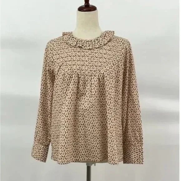 Doen Beige Floral Women's Blouse - Picture 5 of 9